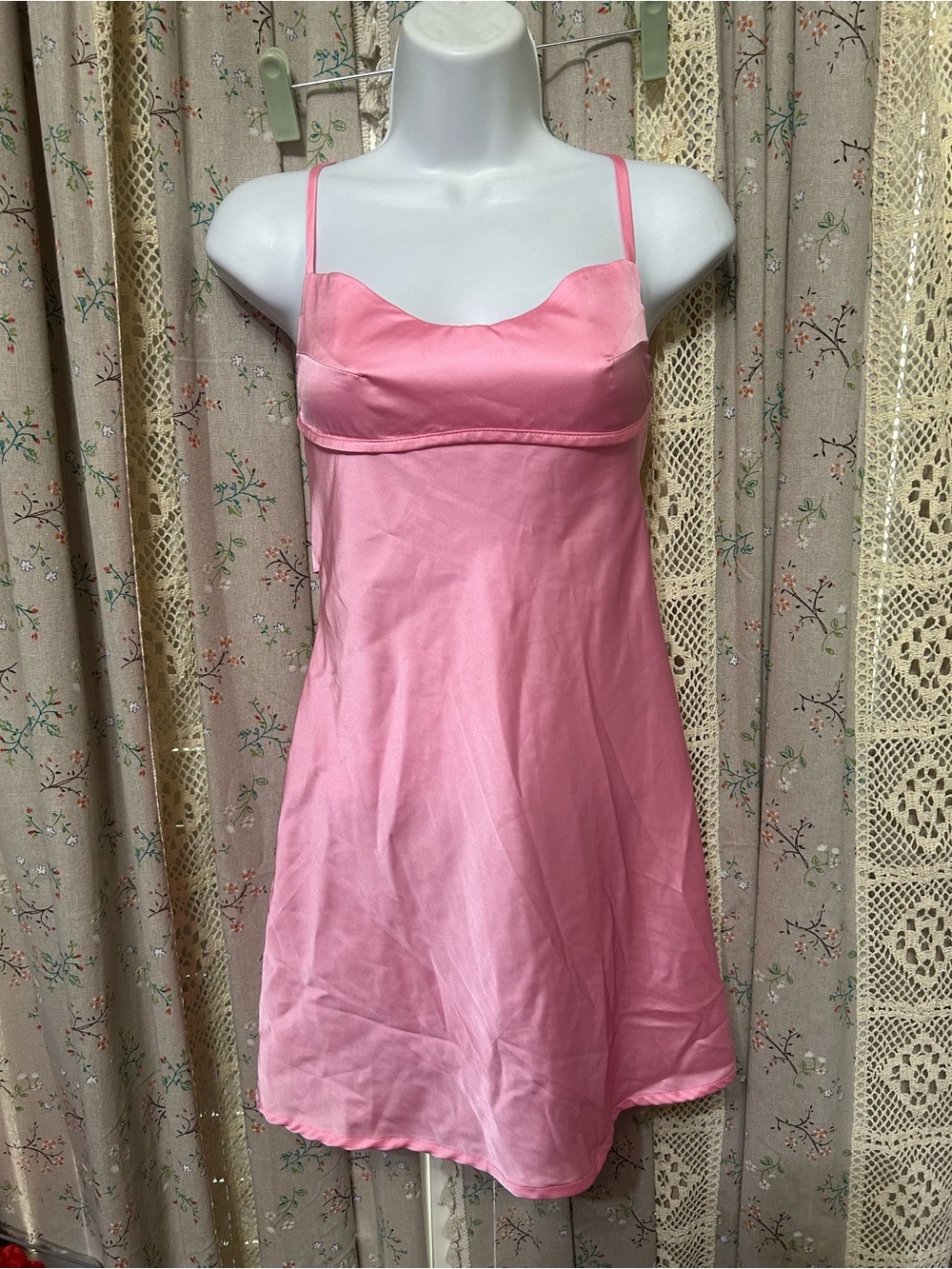 Edikted Pink Satin Mini Dress Open Back Slip Dress Y2K Coquette Small